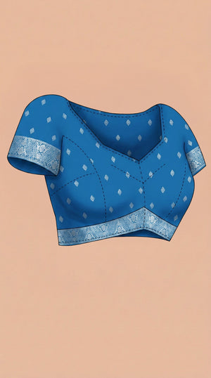 Semi Silk Women’s Wine Saree with Contrast Peacock Blue Blouse