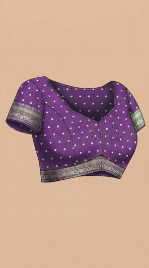 Semi Silk Women’s Lavender Saree with Contrast Wine Blouse