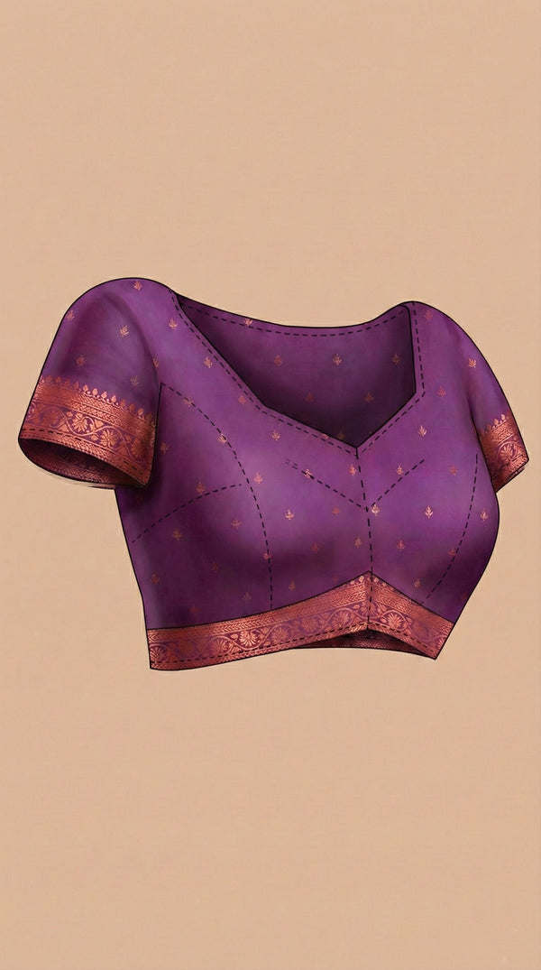 Semi Silk Rose Saree with Multicolour Zari Floral Design
