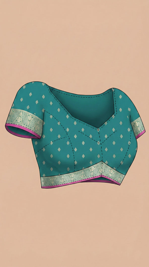 Semi Silk Ruby Pink Saree for Women with Triangle Paisley Butta