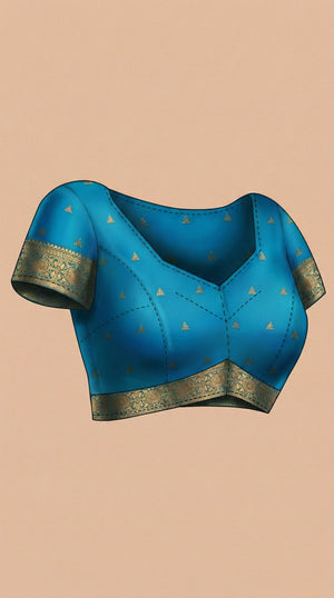 Semi Silk Dark Sky Blue Festive Wear Saree with Designer Zari Buttas