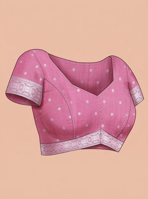 Art Silk Pink Traditional Butta Design Saree with Woven Border