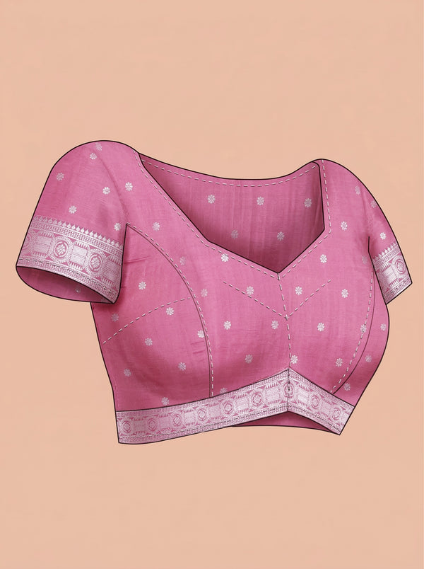 Art Silk Pink Traditional Butta Design Saree with Woven Border