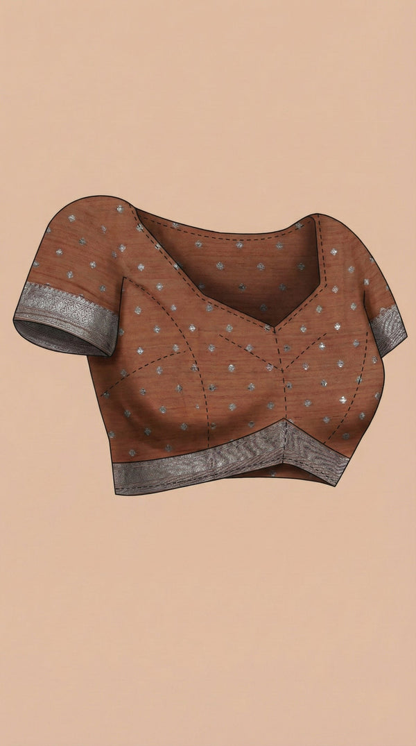 Semi Silk Women’s Brick Colour Saree with Geometric Box Pattern