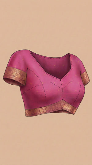 Semi Silk Women’s Pinkish Peach Saree with Butta Work & Wine Border