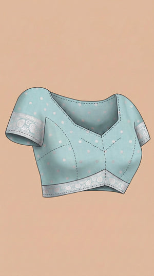 Semi Silk Women’s Pastel Sea Blue Saree with Spread Butta Motifs