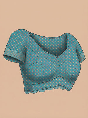 Cotton Teal Blue Saree with Elegant Floral Motifs and Printed Border