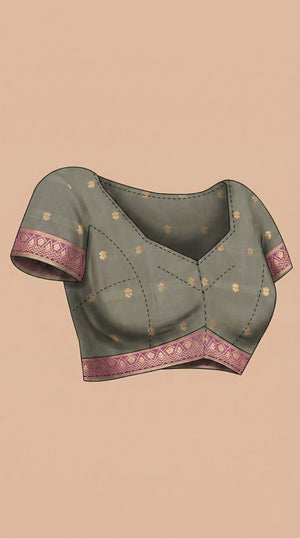 Semi Silk Premium Peacock Green Saree with Classic Butta Motifs
