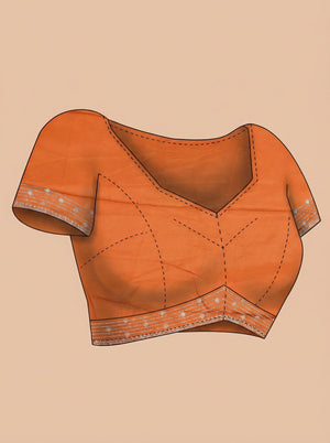 Vijithra Silk Rust Orange Stone Work Pattern Designer Saree