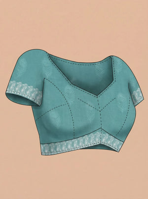 Vijithra Silk Teal Green Feather Motif Stone Work Designer Saree