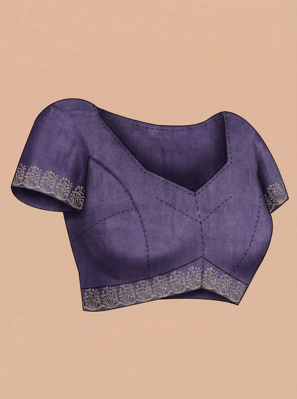 Vijithra Silk Elegant  Purple Stone Work Party Wear Saree