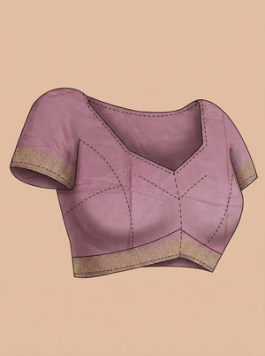 Vijithra Silk Dusty Rose Pink Geometric Shape Stone Work Designer Saree
