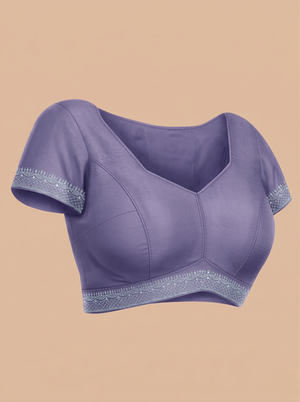 Vijithra Silk Dusty Lavender Stripe Pattern Stone Work Designer Saree