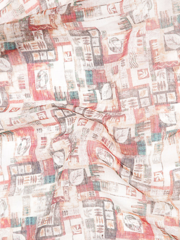 Sandal Multi Color Digital Print Linen Saree
