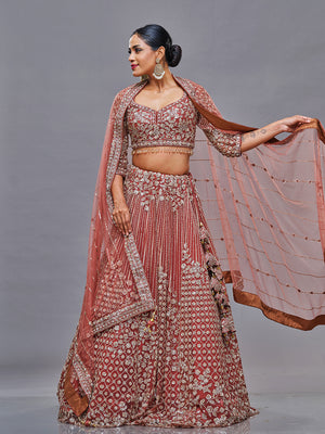 Gold stones & Ivery sequence off white pearl Work Lehenga