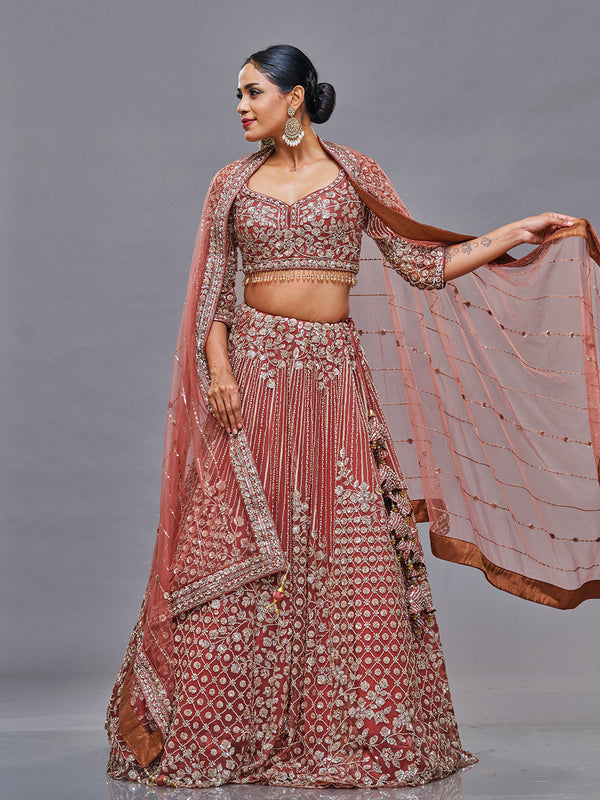Gold stones & Ivery sequence off white pearl Work Lehenga