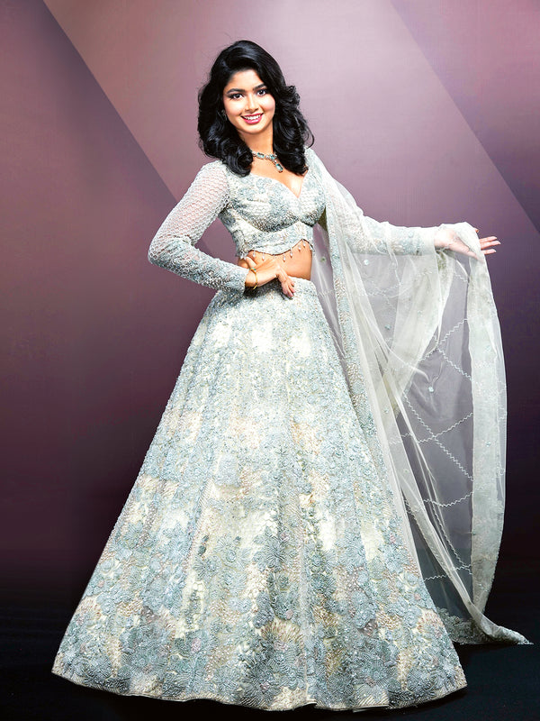 Pastel Shade Party Wear Lehenga1