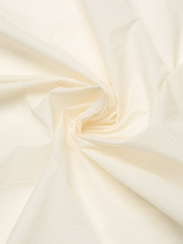 Off-White Cotton Set Saree with Off White Stripes On Golden Kasavu Border