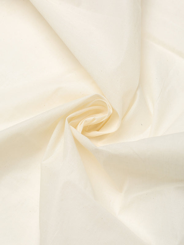 Off-White Cotton Plain Set Saree with Black Pencil Border