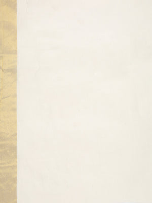 Off White Cotton Set Saree with Black Highlights and Dual Kasavu Borders