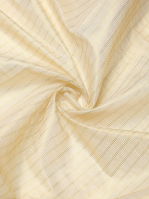 Golden Tissue Set Saree with Off White Toned Checked Pattern & Zari Temple Near Kasavu Border
