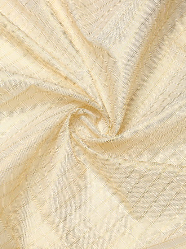Golden Tissue Set Saree with Off White Toned Checked Pattern & Zari Temple Near Kasavu Border