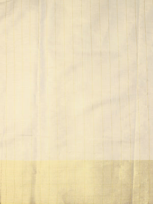 Golden Tissue Saree with Navy-Golden Accents and Woven Stripe Design