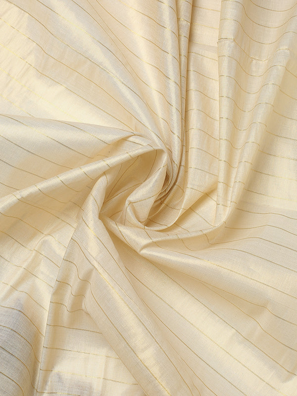 Golden Tissue Set Saree with Brown-Golden Accents and Woven Stripe Design