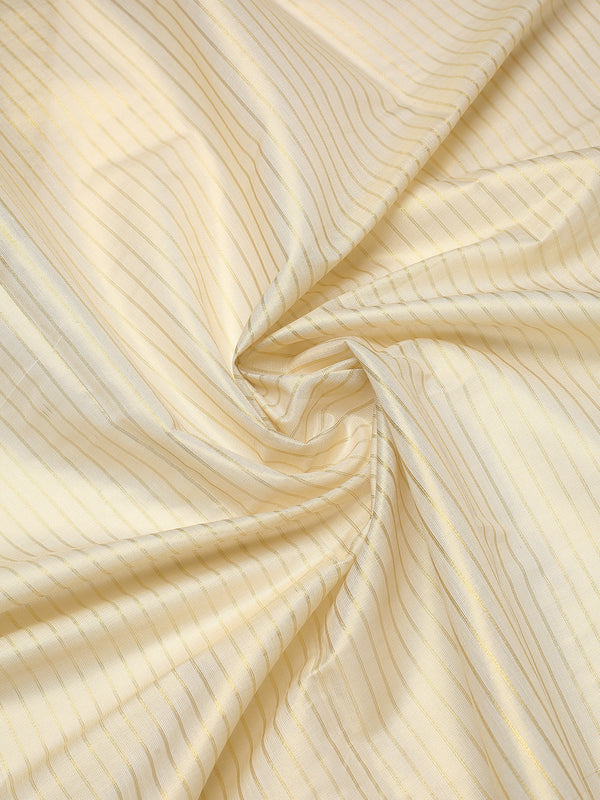 Golden Tissue Saree with Vertical Stripes & Navy Blue Accents & Tassels