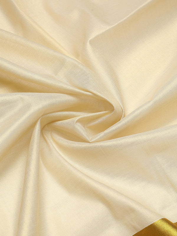 Golden Tissue Saree with Brown-Golden Kasavu & Dual Color Tassels