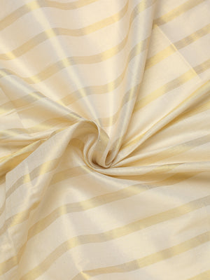 Borderless Golden Tissue Saree with Stripes & Mustard Yellow Tassels