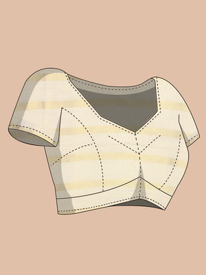 Minimalist Golden Tissue Borderless Set Saree with All-Over Golden Stripes & Black Tassels