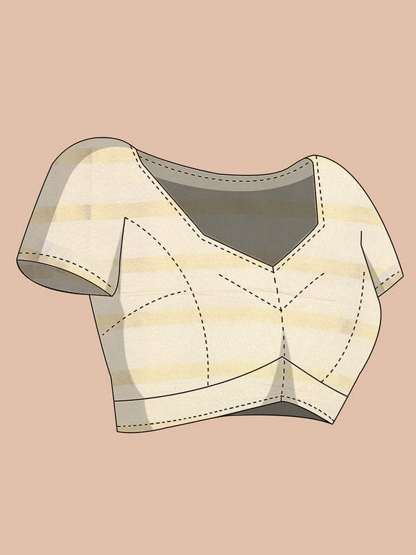 Minimalist Golden Tissue Borderless Set Saree with All-Over Golden Stripes & Black Tassels