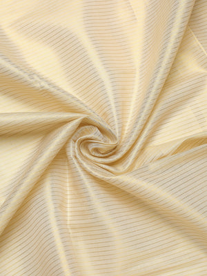 Golden Tissue Saree with Horizontal Stripes & Bright Kasavu Border
