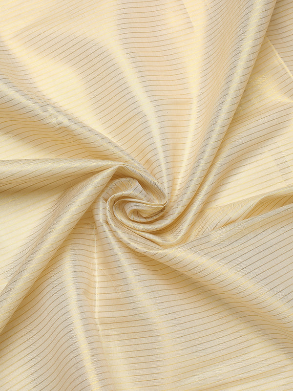 Golden Tissue Saree with Horizontal Stripes & Bright Kasavu Border