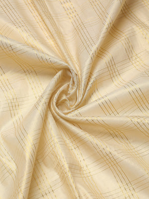 Golden Tissue Set Saree with Four Lined Checks and Broad Kasavu Border On pallu