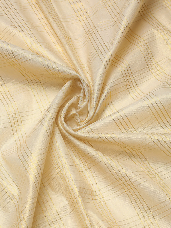 Golden Tissue Set Saree with Four Lined Checks and Broad Kasavu Border On pallu