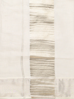 Antique Golden Plain Tissue Saree with Matching Antique Kasavu Border