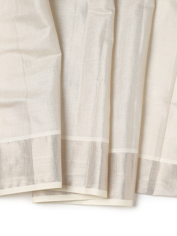 Antique Golden Plain Tissue Saree with Matching Antique Kasavu Border
