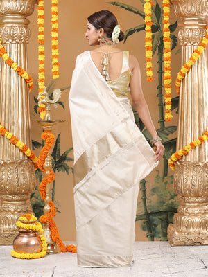 Antique Golden Tissue Set Saree with Long Kasavu Pallu