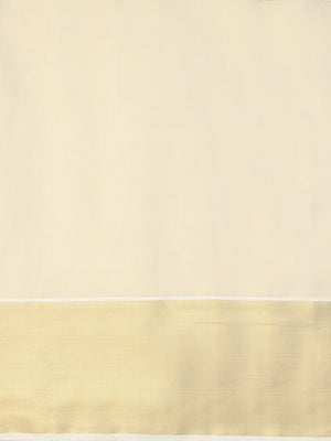 Golden Tissue Saree with Dual Kasavu Borders & Long Golden Pallu Border
