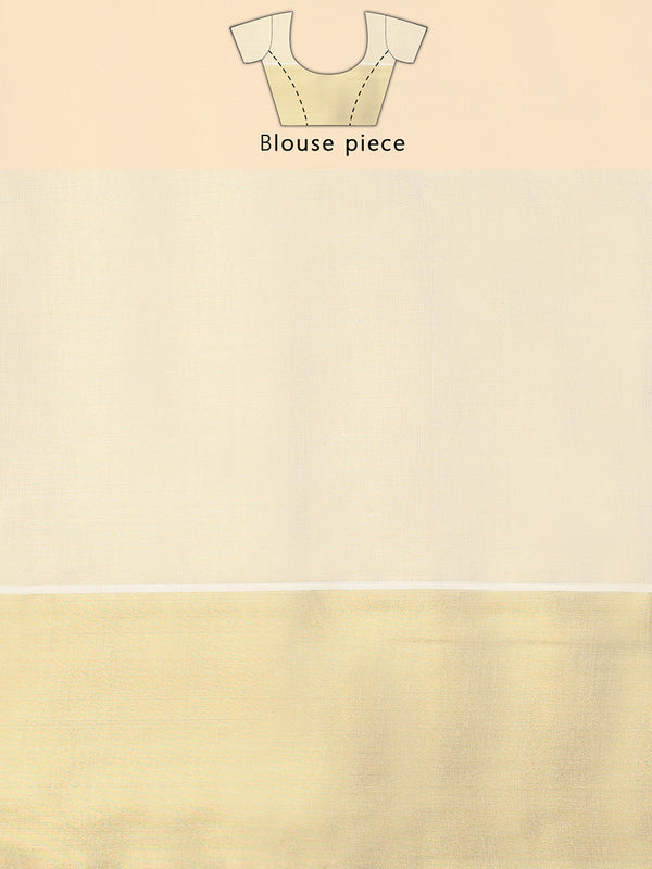 Golden Tissue Saree with Dual Kasavu Borders & Long Golden Pallu Border