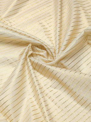 Golden Tissue Set Saree with Vertical Thread Stripes and Subtle Golden Kasavu Detailing