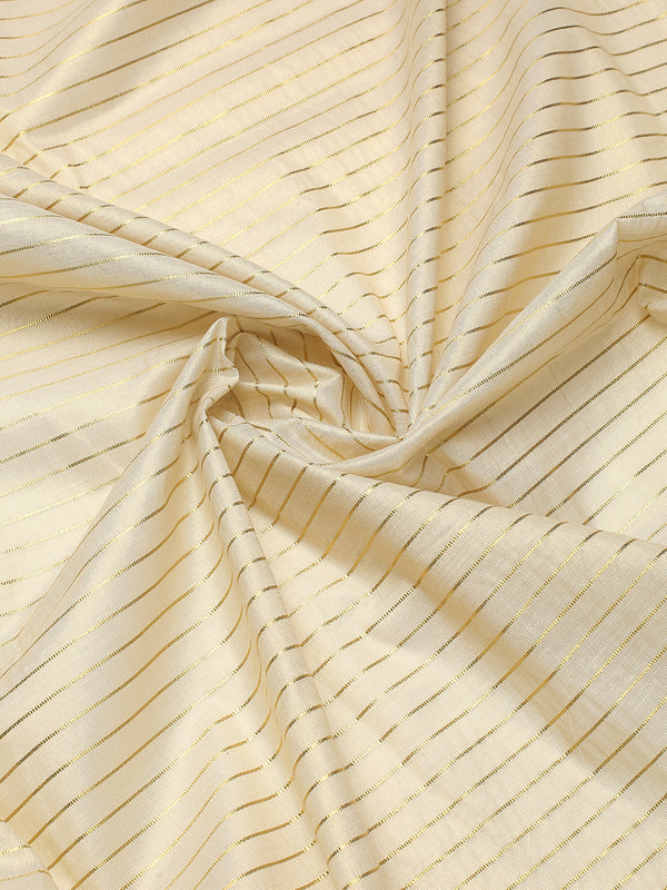 Golden Tissue Set Saree with Vertical Thread Stripes and Subtle Golden Kasavu Detailing