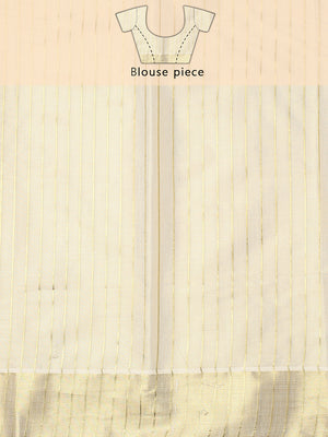 Golden Tissue Set Saree with Vertical Thread Stripes and Subtle Golden Kasavu Detailing