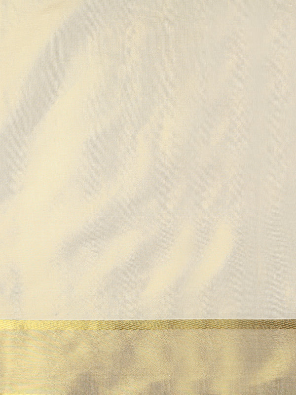 Golden Tissue Saree with Peacock Design on Pallu & Golden Zari Border
