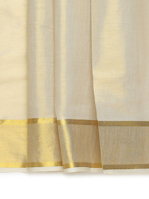 Golden Tissue Saree with Peacock Design on Pallu & Golden Zari Border