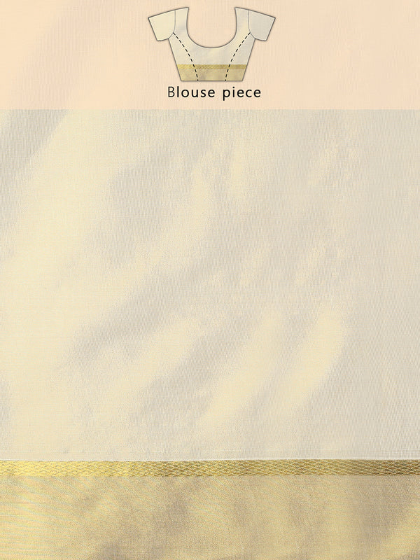 Golden Tissue Saree with Peacock Design on Pallu & Golden Zari Border