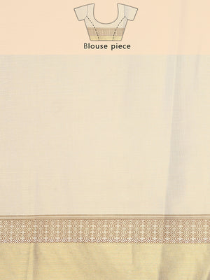 Golden Tissue Saree with Classical Dancer Print & Geometric Pallu Design