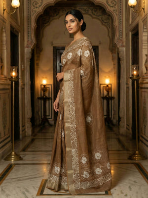 Honey Semi Linen Saree